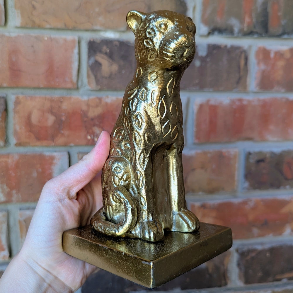 Opalhouse Cheetah Leopard Gold Brass Tone Metal Sculptural Bookends Maximalist - Picture 3 of 7